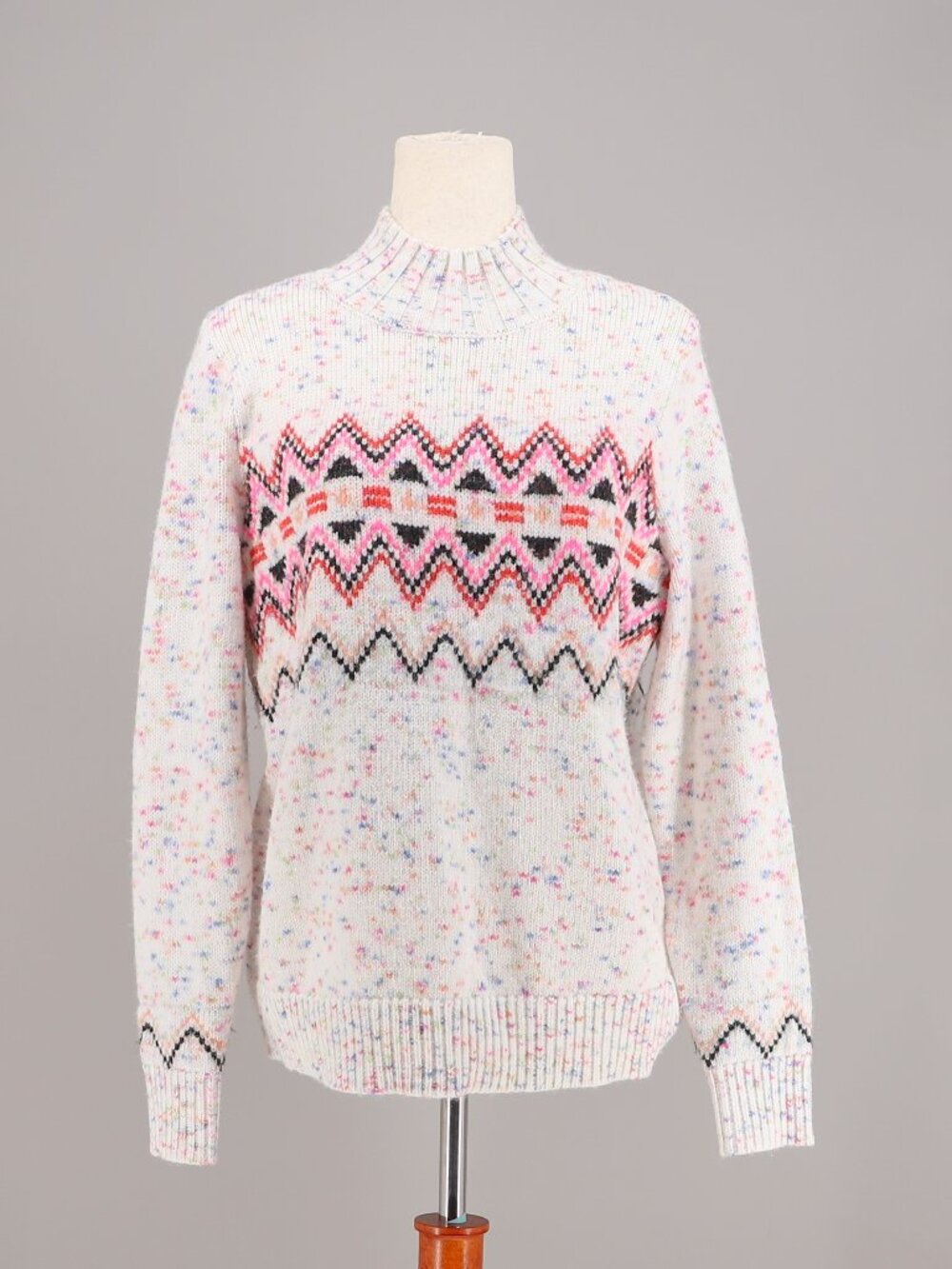LOFT Flecked Fair Isle Mock Neck Sweater Size M